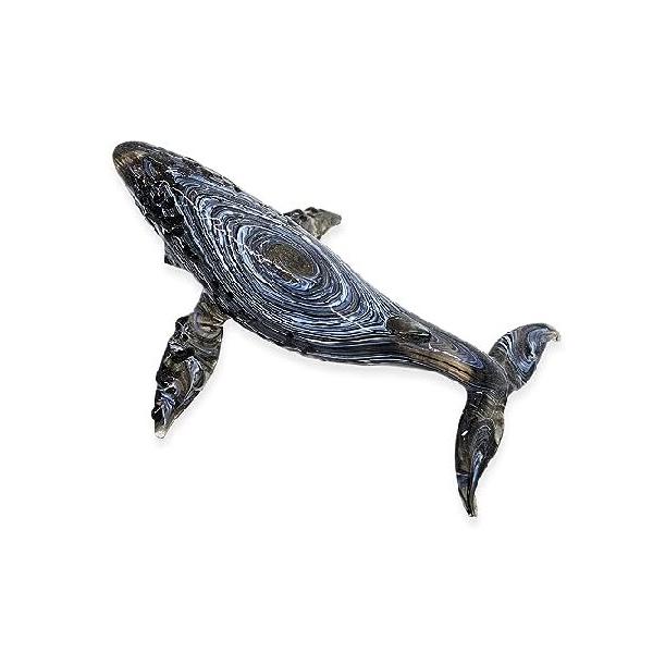 【並行輸入品】 WitnyStore Tiny 41/2" Swirly Black White Humpback Whale Figurine - Miniature Hand Blown Glass Dolphins Whales Marine Mammal Sea Animals