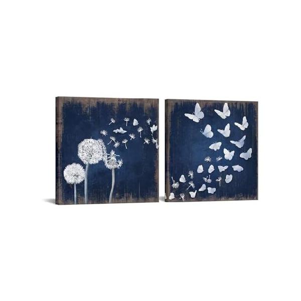 並行輸入品】 iHAPPYWALL 素朴なタンポポ 蝶 キャンバスウォールアート