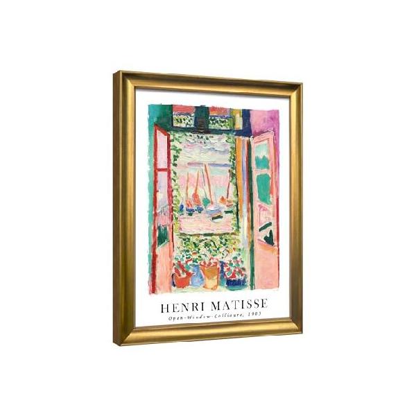【並行輸入品】 Wieco Art フレーム付きウォールアート オープンウィンドウ コリウール 1905 アンリ・マティス作 抽象的なカラフルなアート マティスポスター