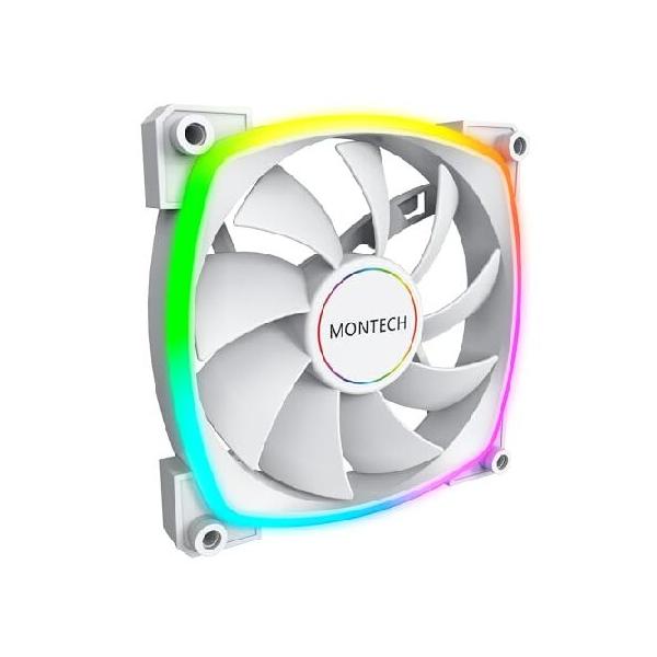 【並行輸入品】 Montech AX 140 ARGBファン - 1600PWM、ハイエンドの耐久性、静音性能、見事なARGBデザイン(140mm、ホワイト)