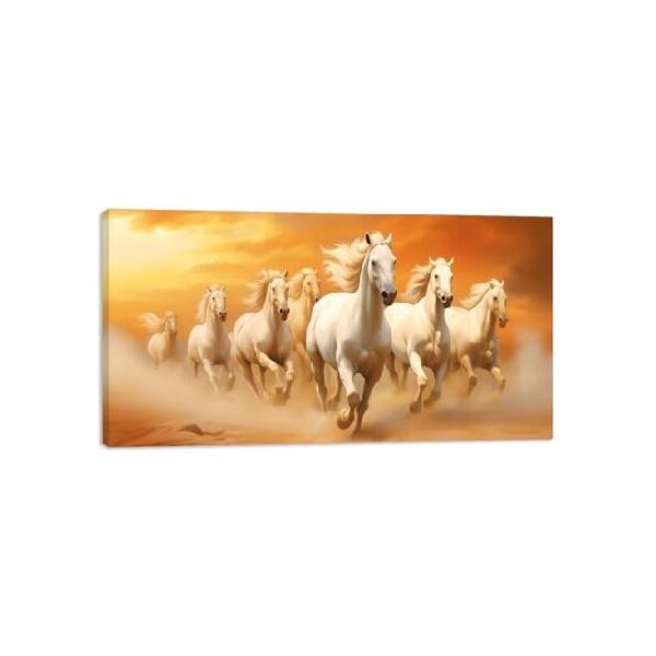 並行輸入品】 走る馬 キャンバスウォールアート、砂漠の7匹の走る馬の