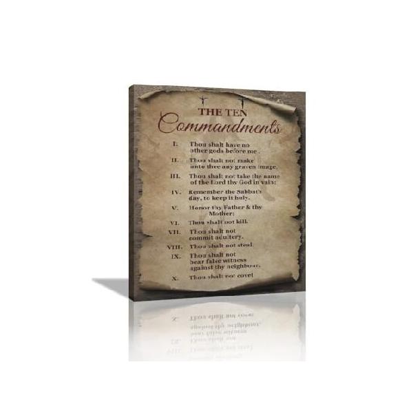 【並行輸入品】 10 Commandments ウォールアート ヴィンテージ 聖書 十戒 写真 壁装飾 神 聖書 一節 キャンバスプリント 額入り モダン キリスト教 絵画 アート