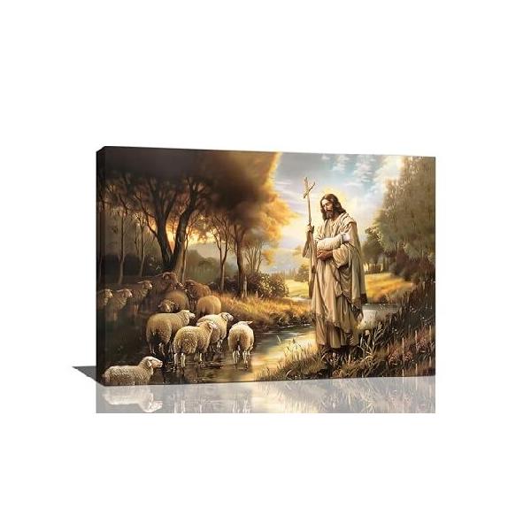 並行輸入品】 イエスと子羊の壁の装飾 キリスト教の写真 ヴィンテージ