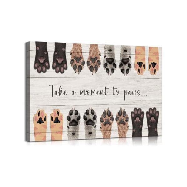 【並行輸入品】 Dog Decor Dog Wall Decor Take a Moment to Paws Wall Art Animal Wall Art Animal Posters Paw Prints Paw Print Decor Puppy Paw Print Puppy