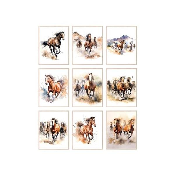 並行輸入品】 Bigwig プリント 馬の絵 壁装飾 - 水彩画 馬 ウォール