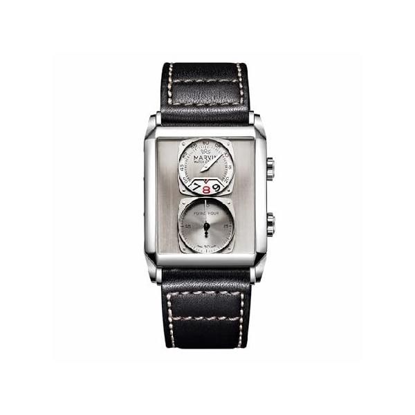 【並行輸入品】 marvin Luxury Watches for Men Swiss Mens Watch in Stainless Steel with Leather Strap and Rectangular Sapphire Glass Dial,Quartz