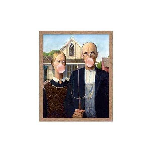 【並行輸入品】 Poster Master Bubble Gum Print - American Gothic Poster - Altered ＆ Pop Art - Trendy Gift for Men ＆ Women - Classic Decor for Bedroom