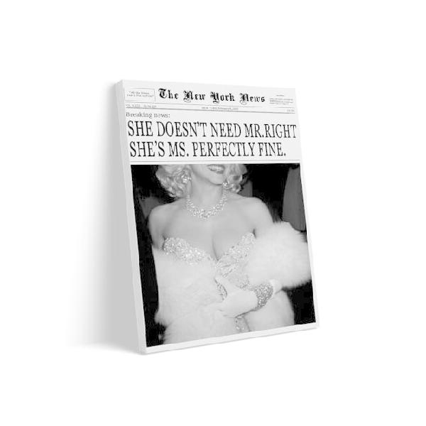 【並行輸入品】 Funky New York Newspaper ウォールアート She Don't Need Mr Right She's Ms Perfect Fine Vintage モノクロ フェミニスト 新聞ポスター ファッ