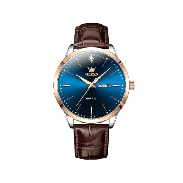 【並行輸入品】 OLEVS Watches for Men, Mens Brown Waterproof Dress Classic Casual Luxury Analog Watch with Leather Strap, Day Date Easy to Read Man