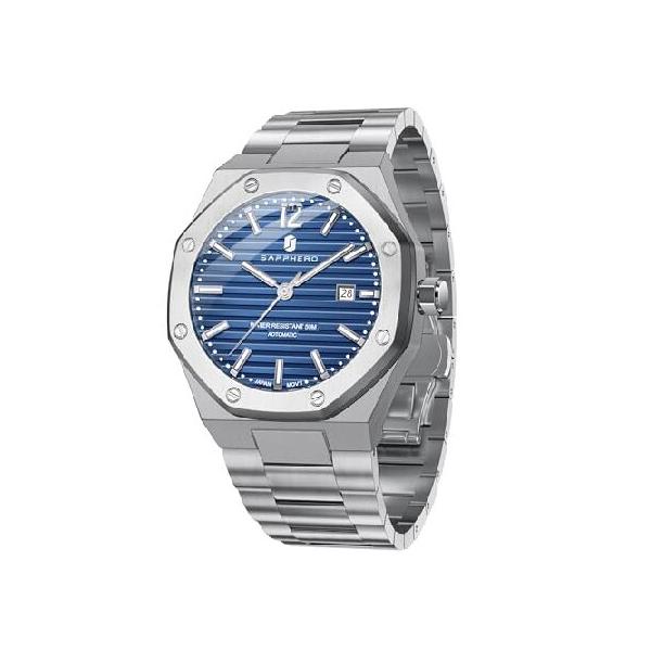 【並行輸入品】 SAPPHERO Mens Watch Mechanical Automatic Watches for Man Date Luxury Analog 50 Meter Waterproof Business Sports Stainless Steel Strap G