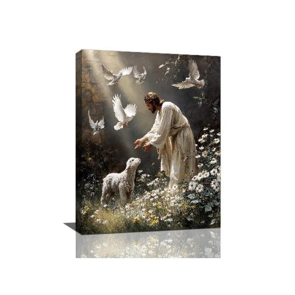 並行輸入品】 イエス・ラム ウォールアート キリスト教のイエス 壁装飾