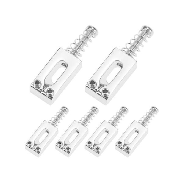 【並行輸入品】 QWORK ギターブリッジサドルセット、エレキギター用クローム仕上げブリッジサドル 6個