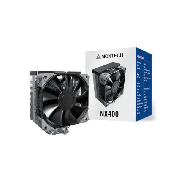【並行輸入品】 MONTECH NX400 - CPUエアクーラー、シングルタワー、4つの高度なヒートパイプ、52フィンヒートシンク、E28、120mm FDB静圧ファン、ファンの厚さ2