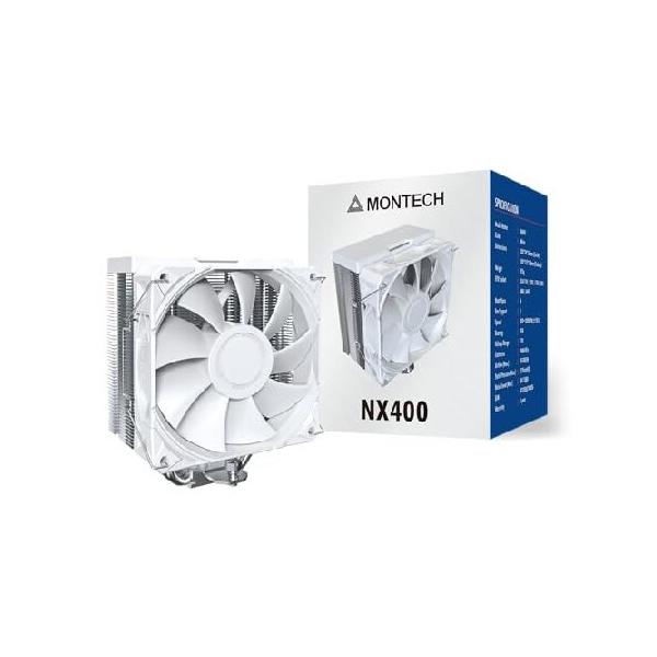 【並行輸入品】 MONTECH NX400 - CPUエアクーラー、シングルタワー、4つの高度なヒートパイプ、52フィンヒートシンク、E28、120mm FDB静圧ファン、ファンの厚さ2