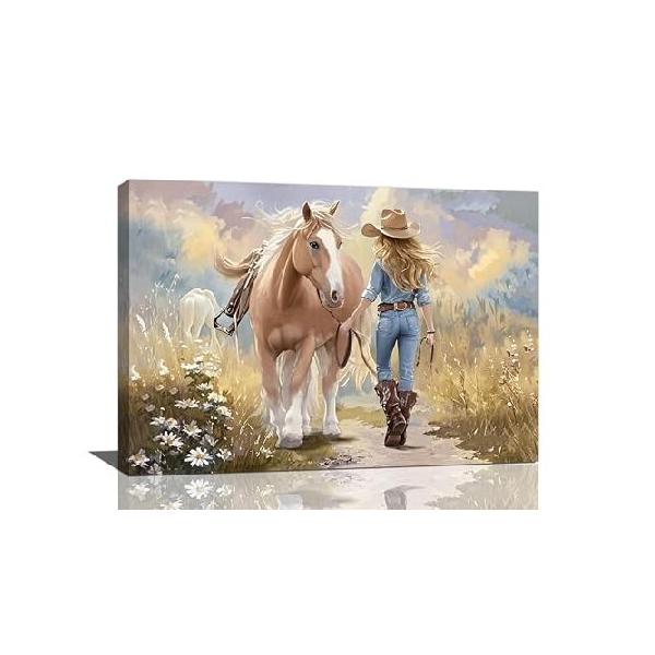 並行輸入品】 Zyphren カウガール 馬 ウォールアート 西洋の馬の絵