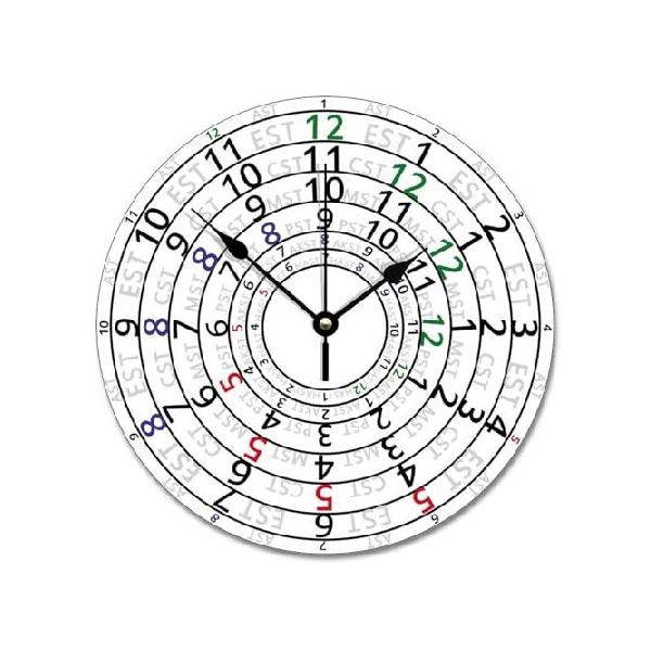 【並行輸入品】 ArogGeld US Time Zones Wall Clock Time Zone Round Decorative Clocks Battery Operated 12 Inch Non-Ticking Retired Wall Decor Home Decor