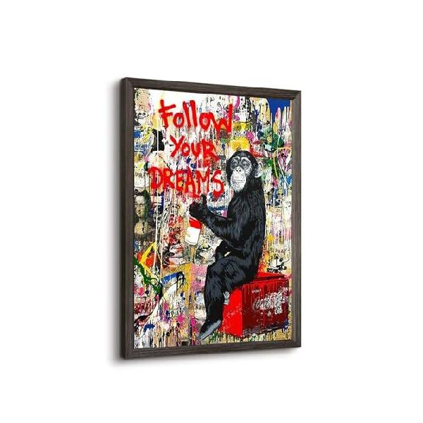 【並行輸入品】 バンクシー キャンバス ウォールアート モンキー フォロー ユア ドリームス ストリート グラフィティ ウォールアート バンクシー プリント ゴリ
