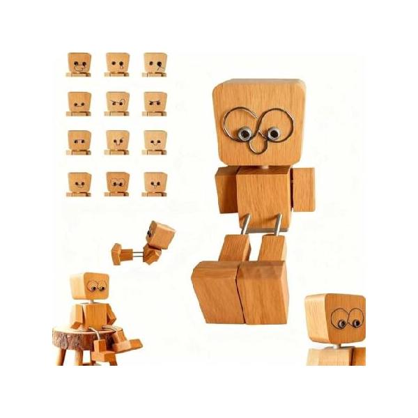 【並行輸入品】 PXLDUC 揺れる木製マンフィギュア - バッテリーフリー 物理学駆動 ロッキングデコレーション 12個の磁気表現 手作りの天然木 車のダッシュボード