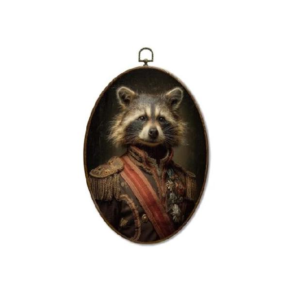 並行輸入品】 LMMHIOPI 面白いアライグマ紳士オーバルウォールアート