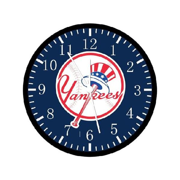 【並行輸入品】 FDecor Black Frame New York Baseball Wall Clock Large 12'' Clear Glass Face Silent Non-Ticking Nice for Gift or Decor W103