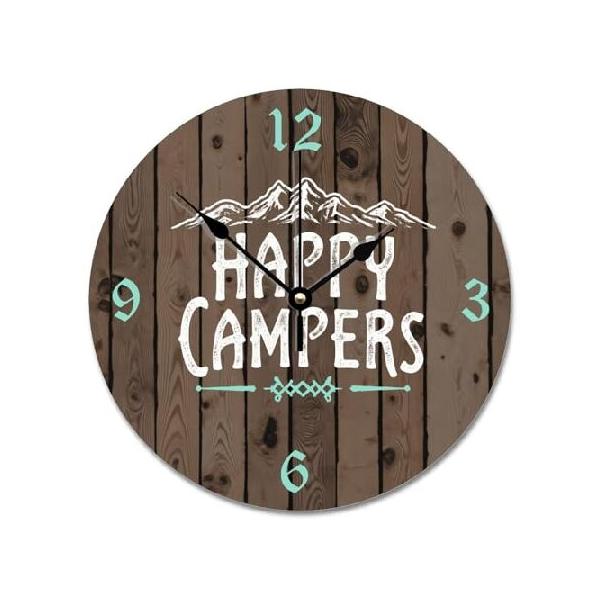【並行輸入品】 ArogGeld Rustic Wood Personalized 12 Inch Wooden Wall Clocks Battery Operated Silent Happy Campers Mountain Time Clock Wall Art Farmhou
