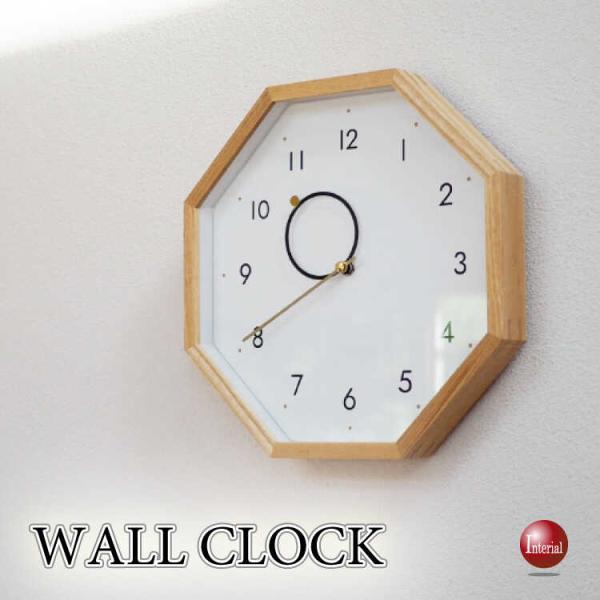 幸運を呼ぶ八角形の壁掛け時計 ナチュラルカラーのウォールクロック