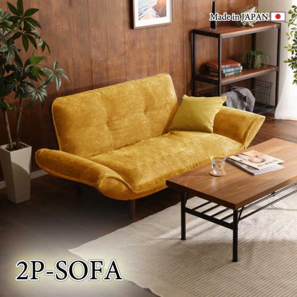 【ほぼ新品】ソファ　2人がけ　アイアン　黄色　コーデュロイ　イエロー【定価3万】 ほぼ新品】ソファ 2人がけ アイアン 黄色 コーデュロイ イエロー【定価