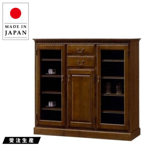 サイドボード 収納 アンティーク キャビネット 木製 ガラス リビング