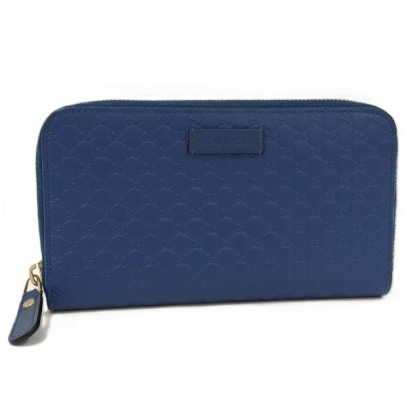 ⭐️極美品⭐️グッチ　マイクログッチシマ　長財布　ラウンドファスナー　ブルー GUCCI ラウンドファスナー長財布 マイクログッチシマ レザー ブルー