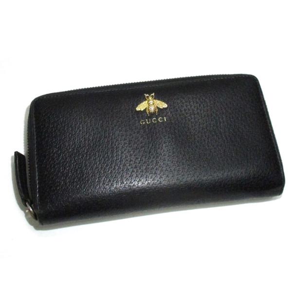 GUCCI 【中古】GUCCI アニマリエ レザー ジップアラウンド ウォレット 