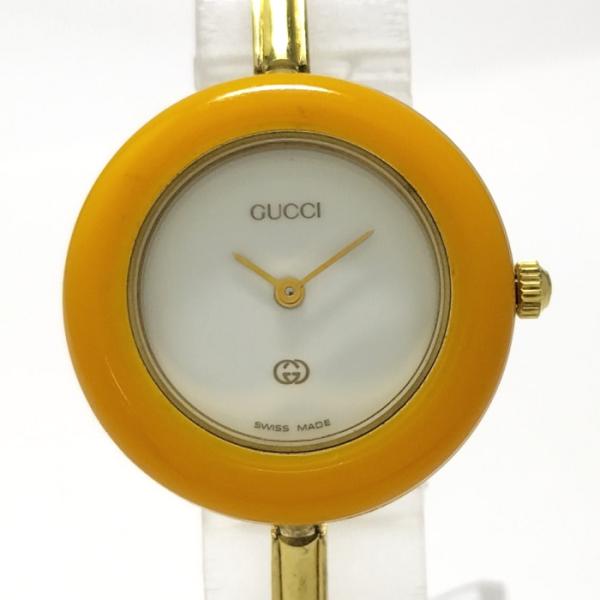 【中古】GUCCI レディース 腕時計 チェンジベゼル SS GP クォーツ ホワイト文字盤 11/...