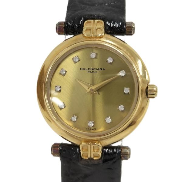BALENCIAGA バレンシアガ腕時計 ゴールド ヴィンテージ スイス製 BALENCIAGA メンズ腕時計 18Kメッキ GP クオーツ ゴールド文字盤 TG 88