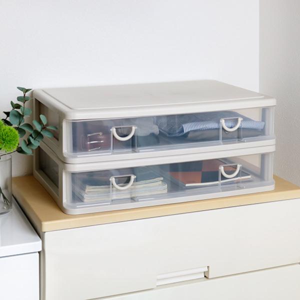 サイズ/外寸：約幅61×奥行40.3×高さ13.4cm内寸：約幅55.8×奥行35.4×高さ9cm重量/約1565g内容量/1個材質/ポリプロピレン生産国/日本製スタッキング/可能耐荷重/約3kg●クローゼットやベッド下のデッドスペースを有...