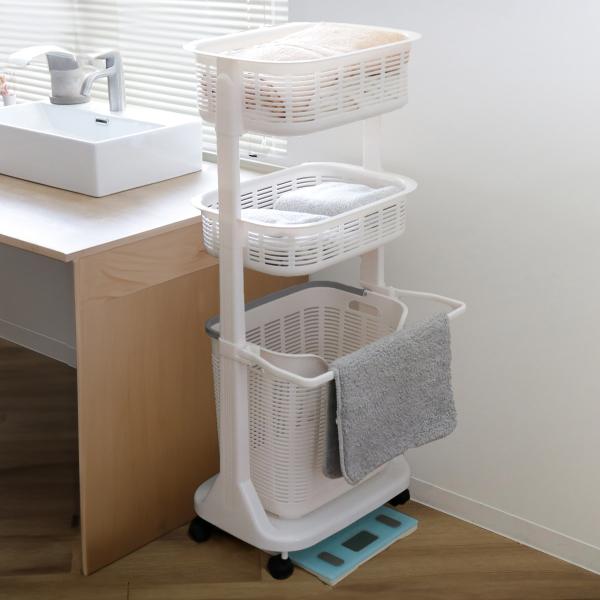 ランドリーバスケット バスマット干し付き 3段 洗濯かご ランドリーボックス ランドリーラック ランドリーバスケット 脱衣かご インテリアパレットヤフー店 通販 Yahoo ショッピング