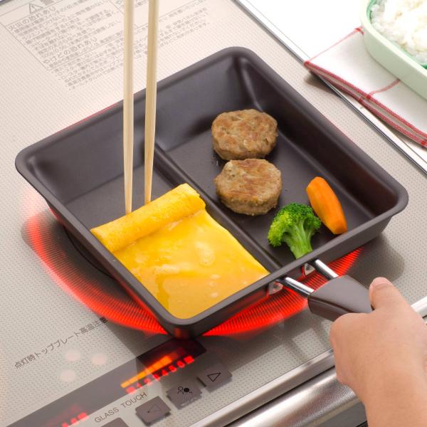 仕切りフライパン IH対応 ツインパン 鉄製 日本製 （ ガス火対応 玉子焼き器 卵焼き器 仕切り付きフライパン たまご焼き 鉄 ）