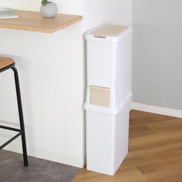 サイズ/約幅23.2×奥行36.8×高さ89.3cmフタを開けた時の高さ：約115.5cm容量/47.5L（上段：21L・下段：26.5L）内容量/1個材質/原料樹脂：ポリプロピレン生産国/日本製耐熱温度/120度耐冷温度/-20度●省スペ...