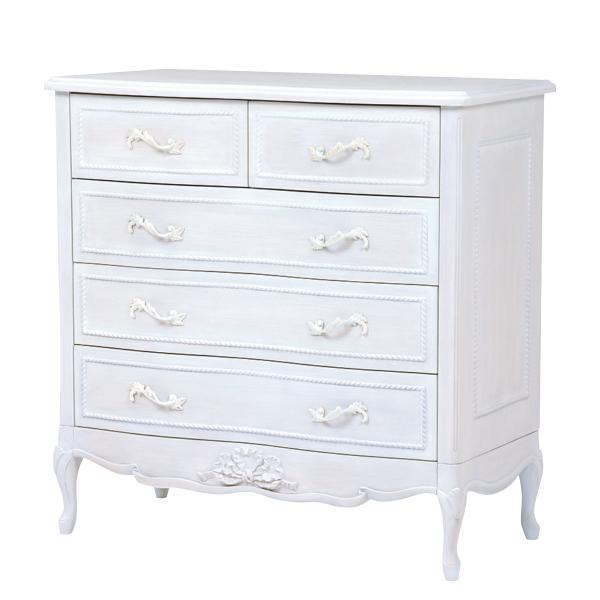 チェスト 幅90cm 4段 姫系 猫脚 完成品 HAMPTON （ 洋タンス 5杯 白