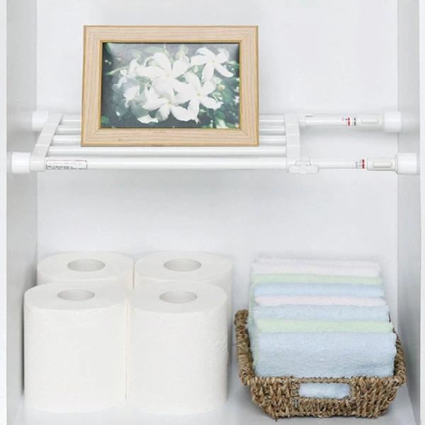 サイズ/約幅35〜48×奥行23×高さ2.5cm内容量/1個材質/【パイプ・棚】鉄製、エポキシ樹脂粉体塗装【樹脂部品】ABS樹脂、PP樹脂、合成ゴム【ネジ類】鉄製、メッキ仕上げ生産国/中国製耐荷重/約15〜10kg●【幅35〜48cm】のつ...