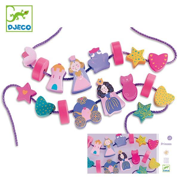 ひも通し 木製 ビーズ プリンセス 木のおもちゃ おもちゃ 知育玩具 ジェコ Djeco 紐通し 幼児 16ピース お姫様 女の子 インテリアパレットヤフー店 通販 Yahoo ショッピング