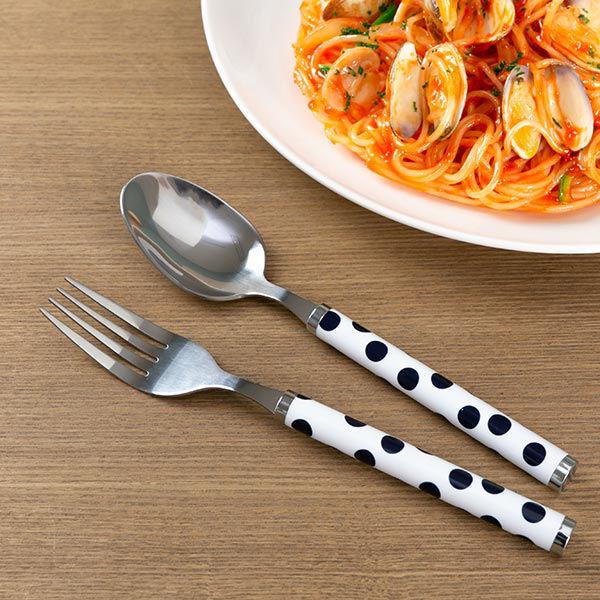 スプーン フォーク 大 セット 2本入り ステンレス ドット 紺 洋食器 カトラリー 大きい 盛り付け カレー デザート 3028 インテリアパレットヤフー店 通販 Yahoo ショッピング