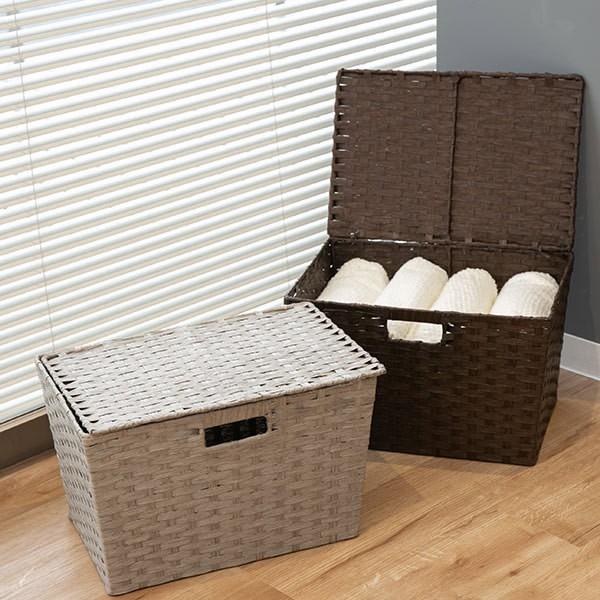 収納 バスケット ペーパーバスケット フタ付き Ch 34 約 幅38 奥行26 高さ25cm 収納かご カゴ 籠 小物入れ 小物収納 収納ケース 蓋付き インテリアパレットヤフー店 通販 Yahoo ショッピング