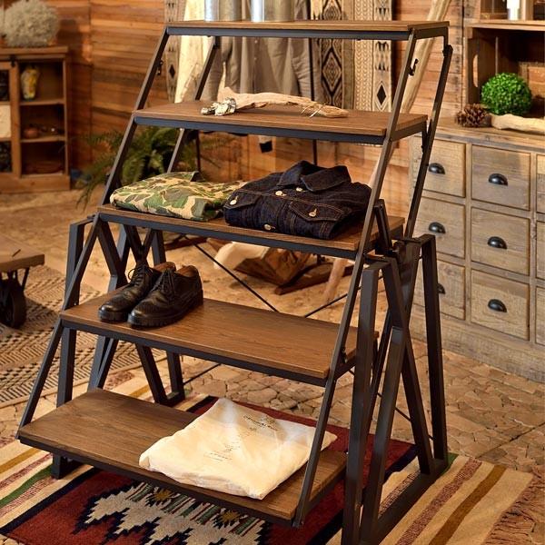 ディスプレイラック 5段 ムービングシェルフ 天然木 幅93cm ディスプレイ 陳列棚 オープンラック 本棚 インテリアパレットヤフー店 通販 Yahoo ショッピング