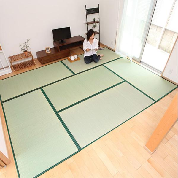 大島屋 畳 国産 ユニット畳 い草 畳マット 蒼 約85×170cm 6枚セット 二 