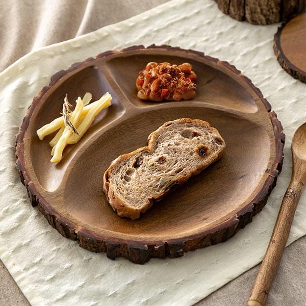 ランチプレート 24cm Konoka 木製 アカシア 食器 仕切皿 （ アカシア