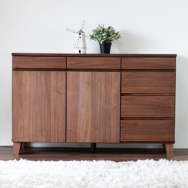 サイドボード リビング収納 北欧風 ウォールナット Bask 幅1cm リビングボード 収納棚 キャビネット 完成品 インテリアパレットヤフー店 通販 Yahoo ショッピング