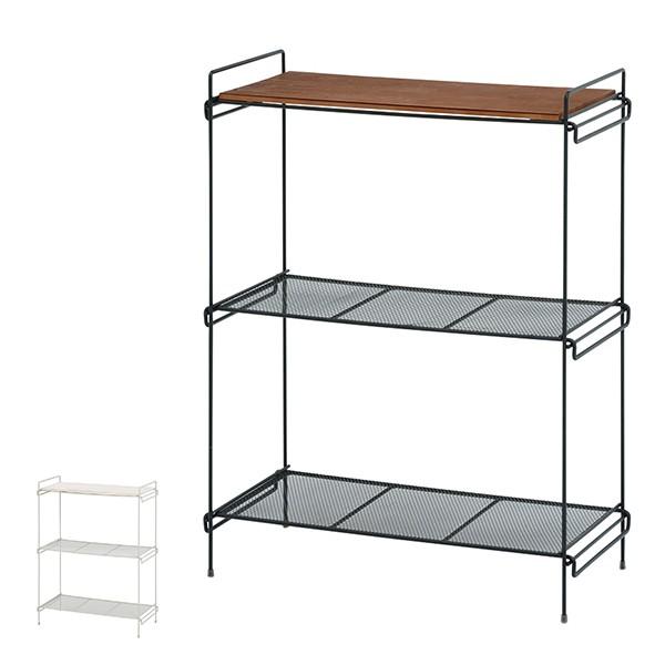 オープンラック 3段 スチールラック 木製天板 DEPOT 幅52cm （ 収納