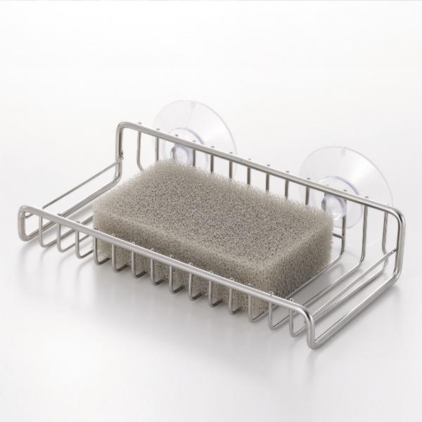 サイズ/約幅18.5×奥行9×高さ4cm※吸盤含まず重量/約126g内容量/1個材質/本体：ステンレス鋼（クロム13％、ニッケル1％）吸着盤：塩化ビニル生産国/中国製耐荷重/0.5kg●アットアクアシリーズの吸盤付きスポンジラックです。●シ...