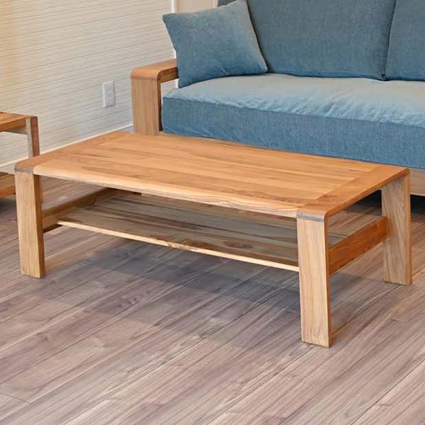 センターテーブル アジアンテイスト チーク無垢材 ONCONTRO 幅120cm