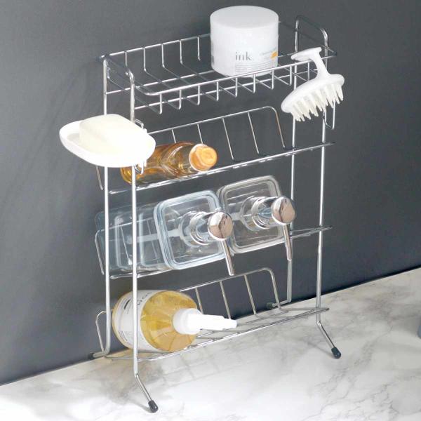 サイズ/約幅24×奥行14.5×高さ37.5cm重量/約702g内容量/1個材質/本体：鉄石けん皿：ポリプロピレン（耐熱温度100度）保護キャップ：塩化ビニル樹脂クロムめっき＋クリアエポキシ樹脂塗装生産国/中国製耐荷重/1段目：1ｋｇ2段目...