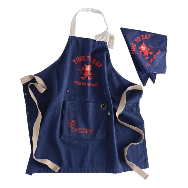 エプロン 子供用 100 160cm対応 バンダナ付き キッズエプロン アンドパッカブル Andpackable ベアーネイビー 子供用エプロン 子供エプロン 三角巾付き 3332 インテリアパレットヤフー店 通販 Yahoo ショッピング